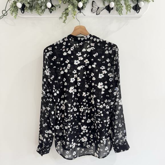 CAbi 6079 Delight Blouse Medium Chiffon Semi Sheet Floral Medium KD - Picture 3 of 3